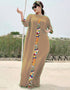 Muslim Fashion Applique Dress in Abaya Style from Dubai